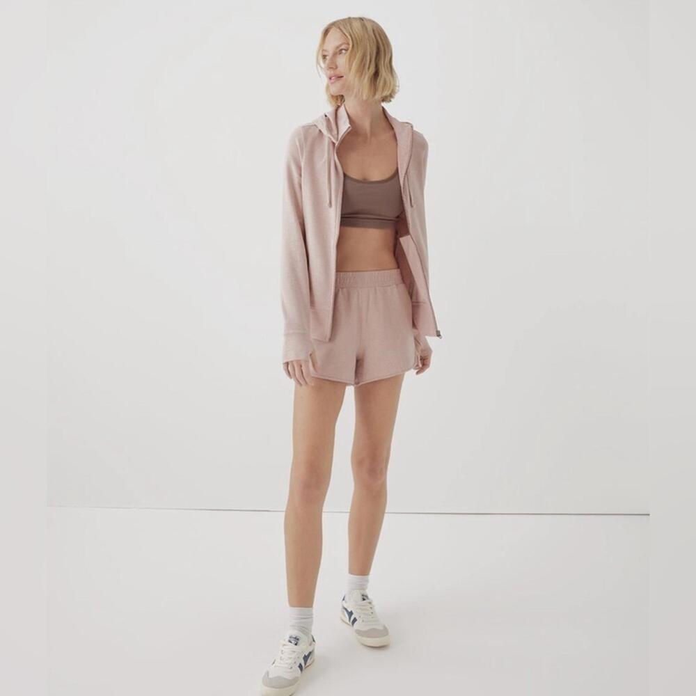 LAST ONE! NWT Pact XS Pale Mauve Organic Cotton Stretch French Terry Zip Hoodie‎